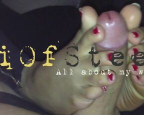 Handjob with sexy feet