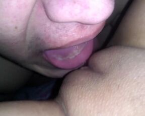 extreme close up of my pussy eaten by my cuckold slave after i got creampie by other man