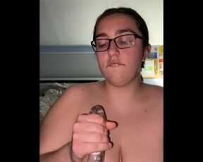 busty teen titty fucks dildo then swallows the entire thing