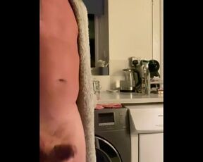 Male jerk off in kitchen