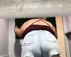 Bbwgoddess96 flashing ass in the work restroom