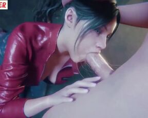 Claire Redfield Sloppy Blowjob