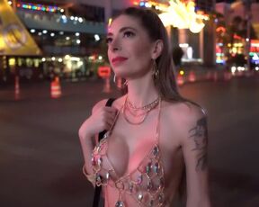 Hot wife showing off her body to strangers on the Las Vegas Strip