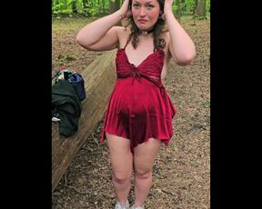 Changing my slutty dresses in a public park and showing off my COMPLETELY NAKED body!