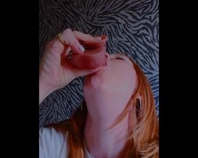 Messy Deepthroating Redhead