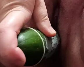 Masturbation alone with a cucumber